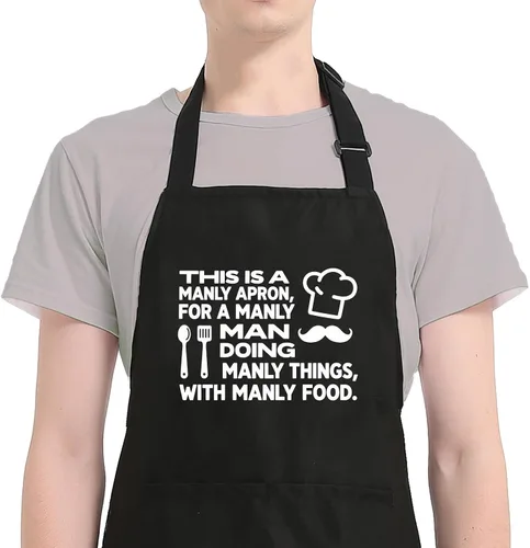 Miniatura 9 de Delantales divertidos para hombres, cocinar a la parrilla, regalos del día del padre para marido, papá, regalos de aniversario de cumpleaños para él