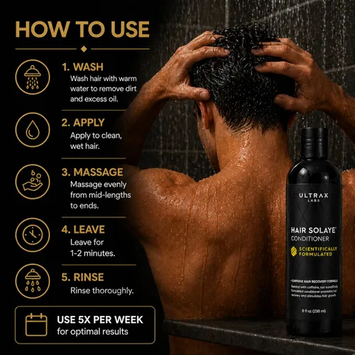 Miniatura 5 de Solace de cabello Ultrax Labs, cafeína pérdida de cabello pelo estimulante de crecimiento y acondicionador, 8 onzas líquidas Acondicionador 8 Fl Oz