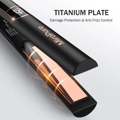 Miniatura 15 de MiroPure Alisadora de Cabello, Alisadora de Cabello con Placas de Titanio de 1 Pulgada con Calentamiento de 15S, Plancha de Cabello Profesional