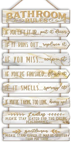 Miniatura 17 de Decoración de pared de baño, letreros divertidos para baño, reglas de baño, imágenes, decoración de pared rústica, decoración de inodoro, letrero