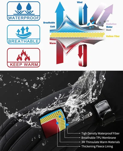 Miniatura 4 de Frlozs Guantes de esquí y nieve impermeables aislados -30 F 3M guantes térmicos para motocicleta cálidos guantes de invierno para hombres y mujeres
