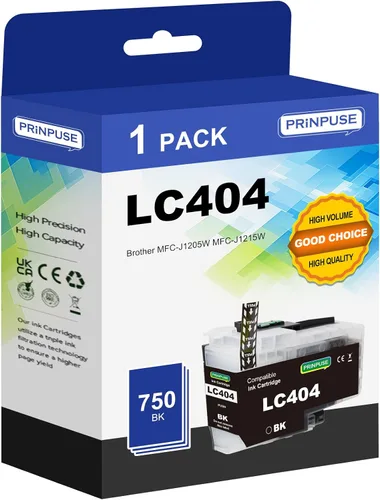 LC404 Cartucho de tinta negra de repuesto para Brother LC404 Cartucho de tinta negro apto para impresora Brother MFC-J1205W MFC-J1215W