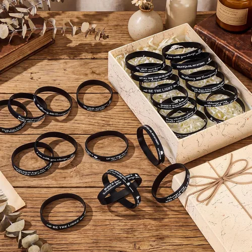 Miniatura 5 de Unittype 240 pulseras cristianas para el día de la madre, pulseras de silicona con versículos de la Biblia, pulseras de goma a granel