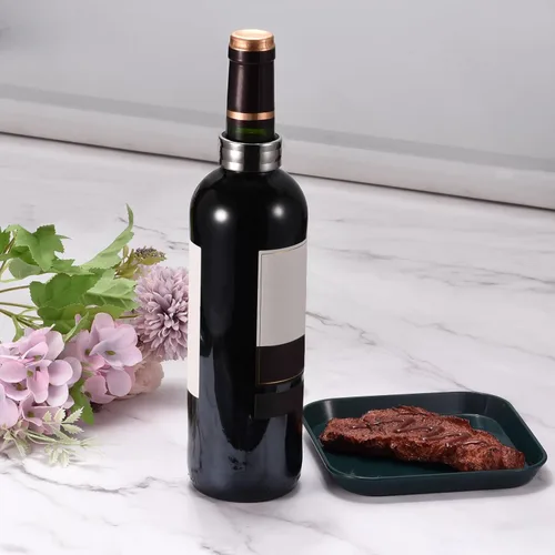 Miniatura 5 de uxcell Collares para botellas de vino, 2 anillos de goteo de vino de acero inoxidable, tapones de goteo de 1.57 x 0.75 pulgadas a prueba de fugas