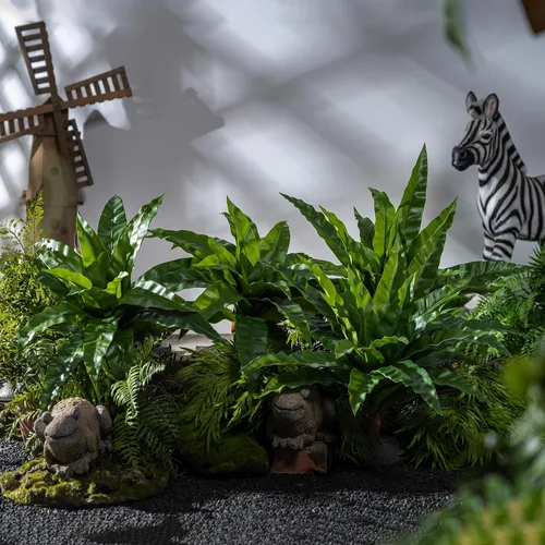 Miniatura 7 de 4 piezas de tallos de vegetación artificial, nido de pájaro falso, ramas falsas, plantas artificiales, helecho falso realista, plantas realistas