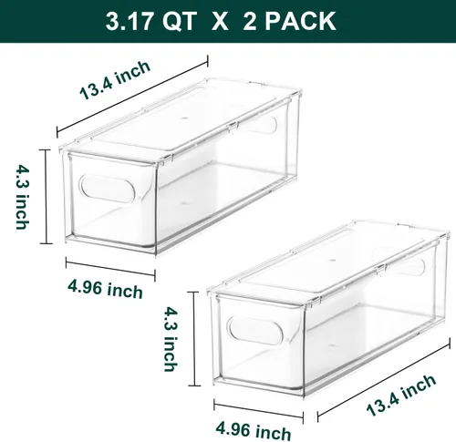 Miniatura 5 de LALASTAR Paquete de 2 organizadores de refrigerador con cajón extraíble, organizador apilable para congelador, organización y almacenamiento