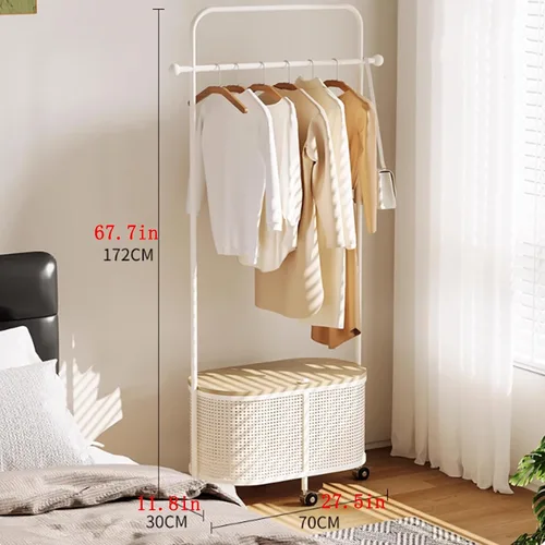 Miniatura 2 de 360 °Rotary Clothes Rack, Metal Clothing Rack, Garment Rack with Wheels and Large Capacity Storage Basket, Merchandise Coat Rack Display for Hanging