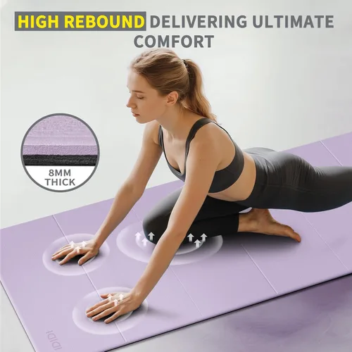Miniatura 4 de Esterilla de yoga plegable extra grande de 74 x 31.5 pulgadas, 0.315 pulgadas, de doble cara, antideslizante, ligera, para adultos y niños, portátil