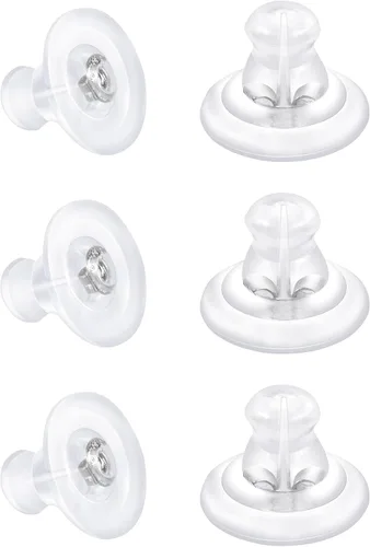 Miniatura 11 de Parte trasera de aretes, de silicona de oro de 18 quilates para tachuelas/orejas caídas, bloqueo seguro para aretes pesados, no irrita