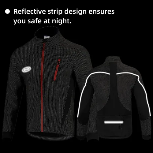 Miniatura 5 de Chaqueta de ciclismo para hombre, forro polar térmico, resistente al viento, transpirable, para ciclismo de montaña, softshell