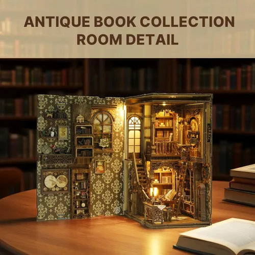 Miniatura 5 de Kit de rincón de libros, colección de libros antiguos, kit de casa en miniatura, muñeca de casa pequeña para adultos, estantería para familiares