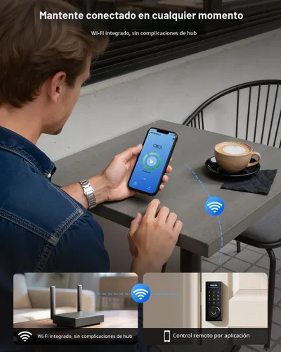 Miniatura 2 de Philips Cerradura inteligente WiFi integrada + 2 niveles, cerraduras inteligentes para puerta delantera, cerrojo de teclado digital con asa, huella