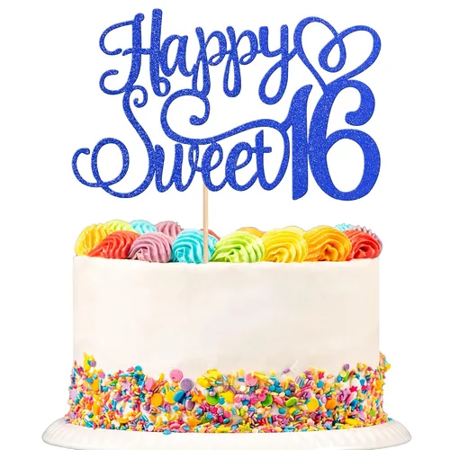 Miniatura 11 de 24 piezas de decoraciones para cupcakes de 16 cumpleaños con purpurina, ¡Hola 16! Dulces 16 desde 2008, púas para cupcakes de 16 años para celebrar