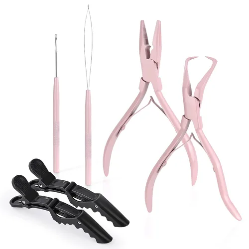 Miniatura 11 de Kit de herramientas para extensiones de cabello EHDIS de acero inoxidable, juego de alicates para micro enlaces de cuentas de cabello y removedor