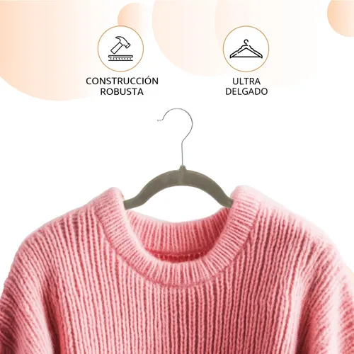 Miniatura 3 de Amazon Basics - Juego de 30 perchas antideslizantes, delgadas, con acabado de terciopelo, color gris/plateado