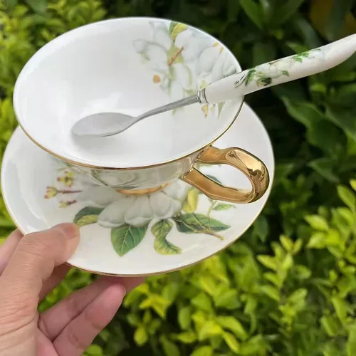 Miniatura 4 de Honorable Taza de café, capuchino, taza de té, con platillo para latte, porcelana de hueso fino, esmalte reactivo, 6.8 onzas-1 unidad