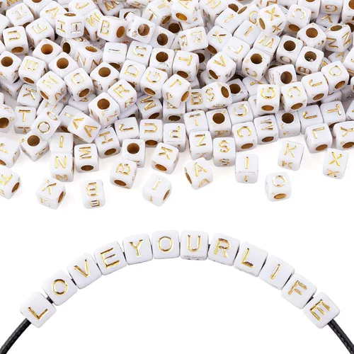 Miniatura 29 de FASHEWELRY 300 cuentas cúbicas de acrílico con números cuadrados mezclados del 0 al 9, cuentas de acrílico blanco de 0.236 x 0.236 pulgadas