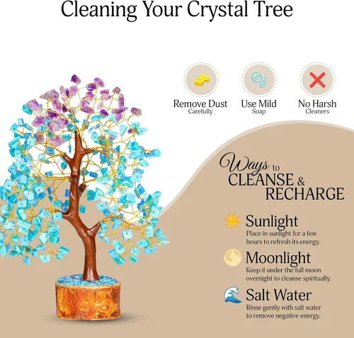 Miniatura 6 de YATSKIA Árbol de la vida de cristal de amatista y turquesa, decoración de cristal, regalos espirituales, regalos de cristales para mujeres, piedras