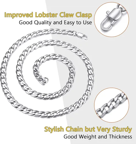 Miniatura 5 de PROSTEEL 316L Stainless Steel Cuban Chain Necklaces for Men Women, Black18K Gold Plated, Hypoallergenic Jewelry, 4mm-13mm, 14"-30", Come with Box
