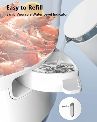 Miniatura 6 de Vaporizador eléctrico de alimentos para cocinar, vaporizador de verduras de 13.7 cuartos de galón con cestas de 3 niveles sin BPA, cocción