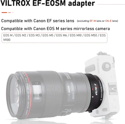 Miniatura 5 de VILTROX Adaptador de cámara de montaje EF-EOS M, anillo convertidor de lente de enfoque automático, adaptador de lente EF-M compatible con lentes