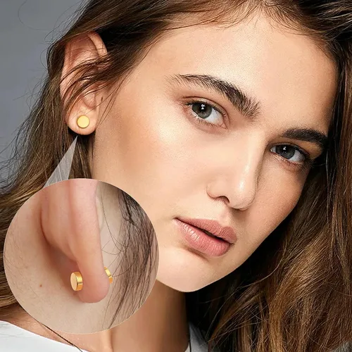Miniatura 11 de Jstyle 4 pares de aretes de acero inoxidable para hombres y mujeres, aretes de aro Huggie Piercing 18G