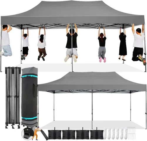 Miniatura 41 de COBIZI Toldo desplegable de 6.6 x 6.6 pies sin pared lateral, toldo resistente UPF 50+ para todas las estaciones, resistente al viento e Azul