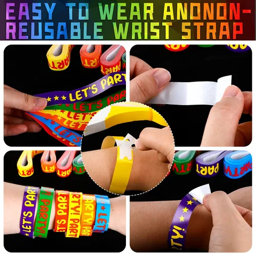 Miniatura 3 de Teling Paquete de 600 pulseras de papel para eventos, bandas de brazo para fiestas, bandas de mano ligeras de colores neón para eventos y fiestas