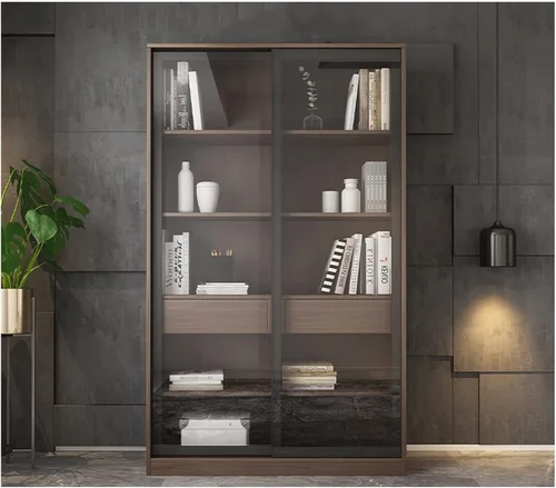 Miniatura 2 de moisture Estantería de piso a techo con puerta corrediza de vidrio, gabinete de almacenamiento adecuado para sala de estar, dormitorio, estudio