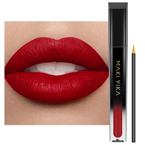 Miniatura 36 de MAKI YIKA Lápiz labial rojo burdeos para mujer, pintalabios de larga duración, sin manchas, mate, líquido, a prueba de transferencia, sin crueldad