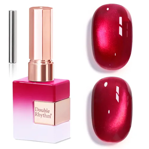 Miniatura 58 de Double Rhythm Esmalte de gel Jelly Glass de ojo de gato con imán, 0.5 onzas líquidas, brillo holográfico, brillante, translúcido