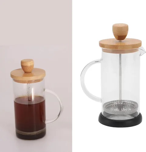 Miniatura 5 de flexman Cafetera de prensa francesa, vidrio de borosilicato de alta temperatura, acero inoxidable, prensa francesa para el hogar, oficina, al aire
