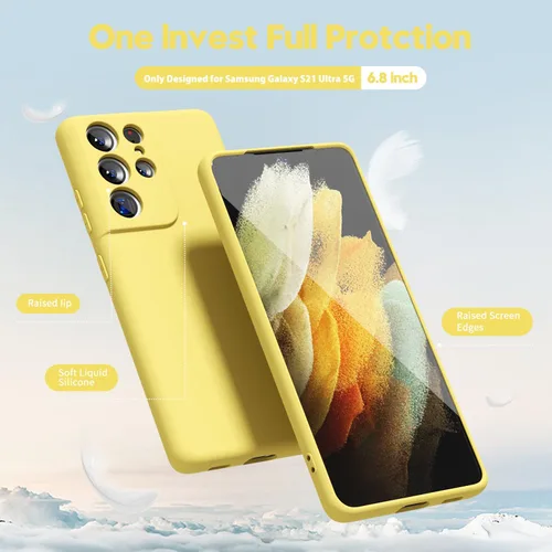 Miniatura 3 de oakxco Funda para teléfono Samsung Galaxy S21 Ultra de silicona líquida con agarre, linda, delgada, fina, suave, de goma TPU lisa y suave, cubierta