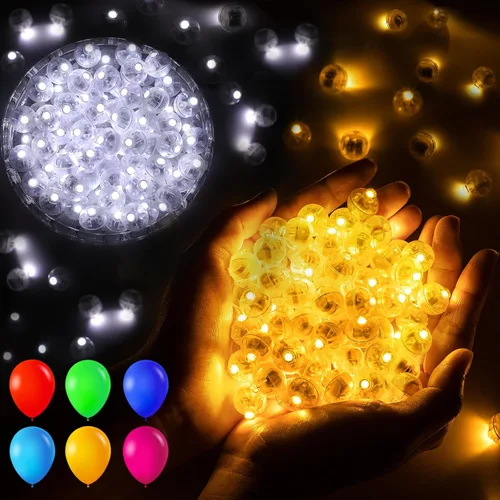 Miniatura 20 de 50 luces de globo, mini luces LED, redondas, largas esperas, lámpara de bola para linterna de papel, fiesta de cumpleaños, Navidad, Halloween, Azul