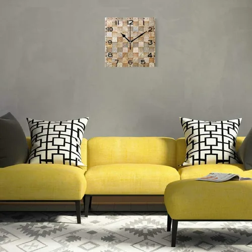Miniatura 4 de Naanle Reloj de pared cuadrado con estampado de rocas en 3D, 8 pulgadas, funciona con pilas, reloj de escritorio analógico silencioso de cuarzo