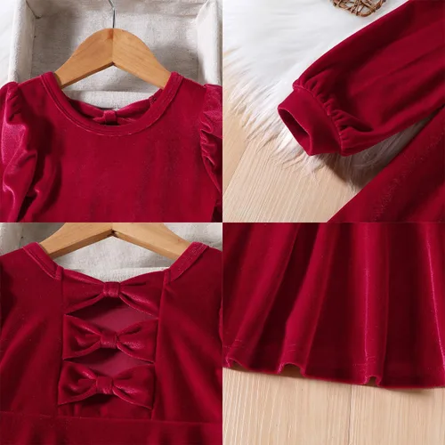 Miniatura 18 de IDOPIP Vestido tutú de terciopelo para niñas pequeñas, vestido de manga larga para princesa, Navidad, cumpleaños, fiesta, boda, vestidos de otoño e