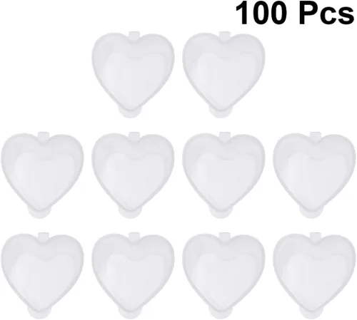 Miniatura 4 de Didiseaon Recipiente de condimentos en forma de corazón, de plástico transparente, cajas pequeñas con tapa para el hogar, cocina, comida