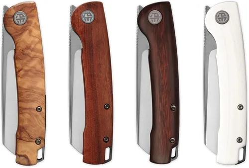 Miniatura 6 de Petrified fish PFE04 Scholar - Cuchillo plegable, hoja de satén de 3.7 pulgadas, 60.6 in, mango de madera Bubinga de 3.93 oz, cuchillo de bolsillo