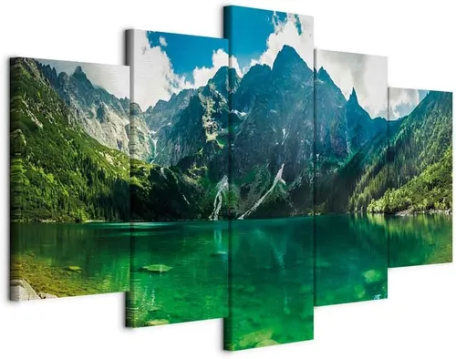 Miniatura 21 de artgeist Lienzo acústico para pared, diseño de montañas de la naturaleza, 80 x 40 pulgadas, 5 piezas con impresión de sonido de espuma acústica