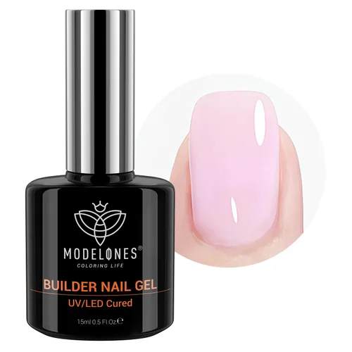 Miniatura 26 de modelones Gel base de goma de fibra para uñas, 0.5 fl oz (0.5 fl oz), base de goma de vidrio transparente, esmalte de gel, fortalecedor de uñas