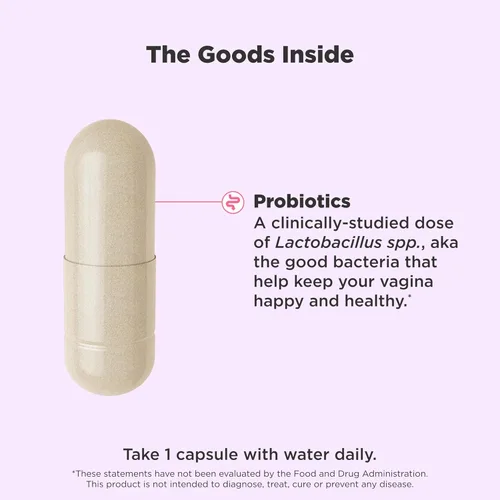Miniatura 3 de OLLY Happy Hoo-Ha Cápsulas, Probiótico para Mujeres, Salud Vaginal y Equilibrio del pH, 10 Mil Millones de UFC, Sin Gluten - 25