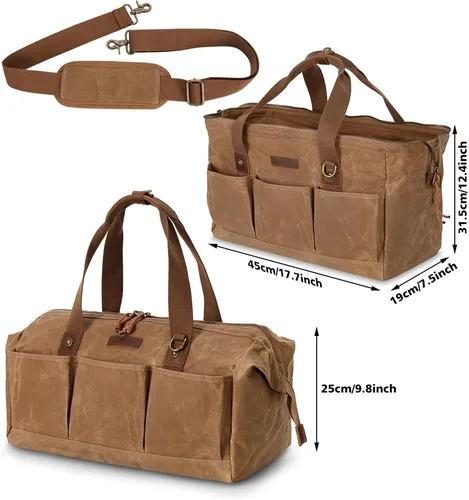 Miniatura 3 de Bolsa de herramientas resistente de 18 pulgadas con 12 bolsillos, organizador de herramientas grande con cremallera, caja de herramientas vacía