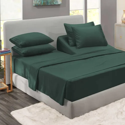 Miniatura 81 de Clara Clark - Juego de sábanas King con Flex Top, 6 piezas - Sábanas de lujo para cama King con cabeza dividida, juego de cama súper suave, King