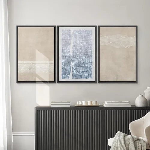 Miniatura 11 de SIGNWIN Lienzo enmarcado para pared, arte con pinceladas de flujo neutro en tonos beige abstractos, ilustraciones, arte moderno, decorativo