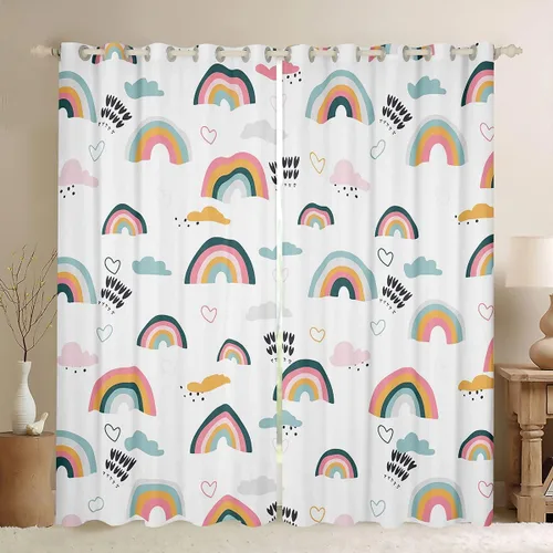Miniatura 11 de Cortinas opacas con purpurina degradado para niños, niñas, niños, mujeres, dormitorio, teñido anudado, arco iris, degradado, 38 pulgadas de ancho x