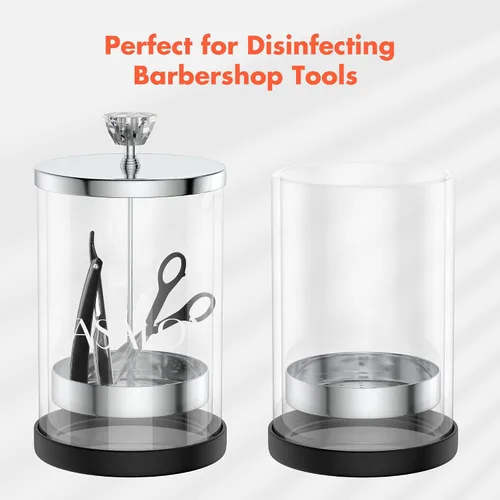 Miniatura 4 de TASALON Tarro de peluquero de 1 a 25 onzas con tapa de acero inoxidable y tarro de vidrio con cesta extraíble, salón o spa de uñas