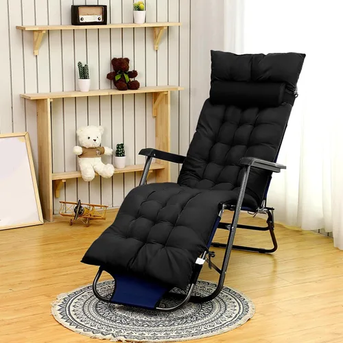 Miniatura 3 de Kigley Juego de 2 cojines para silla de salón de 67 x 21 pulgadas con reposacabezas, cojín suave para sofá exterior, muebles de césped, sillas con 8