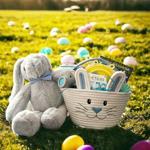 Miniatura 9 de DIBSIES Hoppity Floppity Bunny personalizado de 18 pulgadas (conejito gris con pajarita azul)