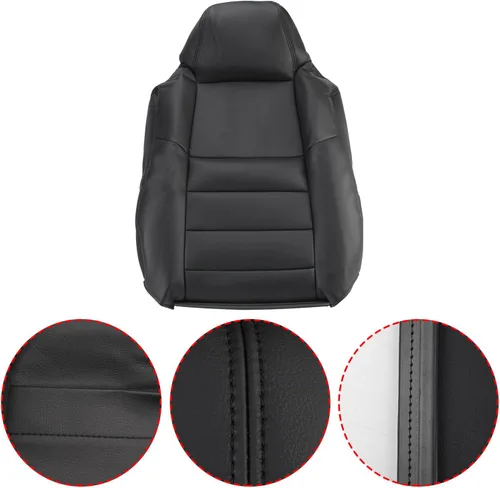 Miniatura 3 de AUTOKAY Funda de asiento perforada para Ford F250 F350 Super Duty Lariat XLT 2004 2005, funda de asiento de cuero negro para conductor y pasajero