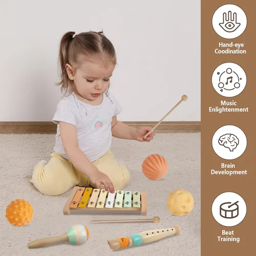 Miniatura 3 de Meytccve Juguetes para Bebés Juguetes Montessori para Bebés, Juguete de Instrumentos Musicales de Madera Bloques de Construcción Apilables, Juguetes